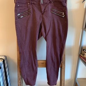 Torrid burgundy zip jeans size 22R